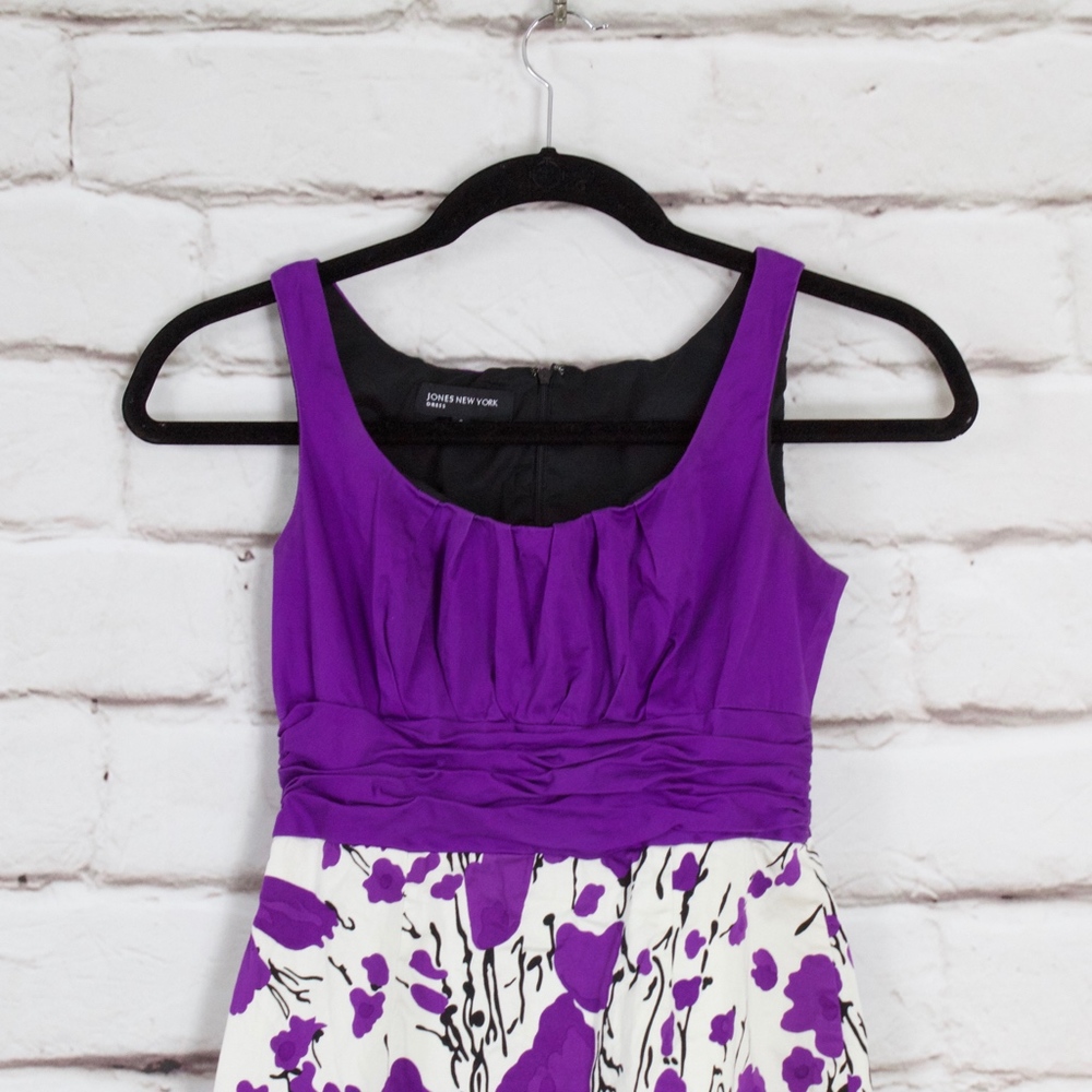 Jones New York Purple Floral Dress Size 8 - Picture 2 of 8